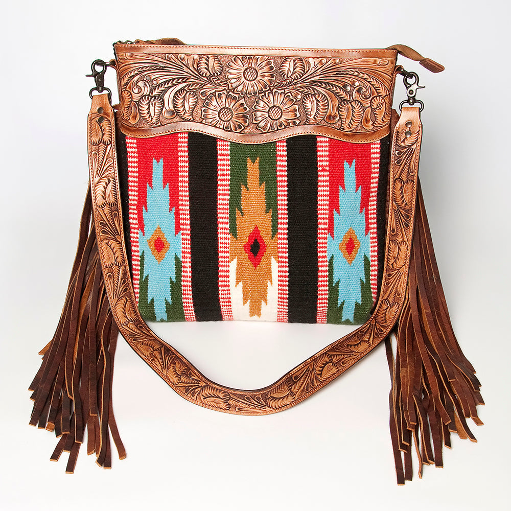 American Darling Hand-Tooled Saddle Blanket Leather Crossbody Bag