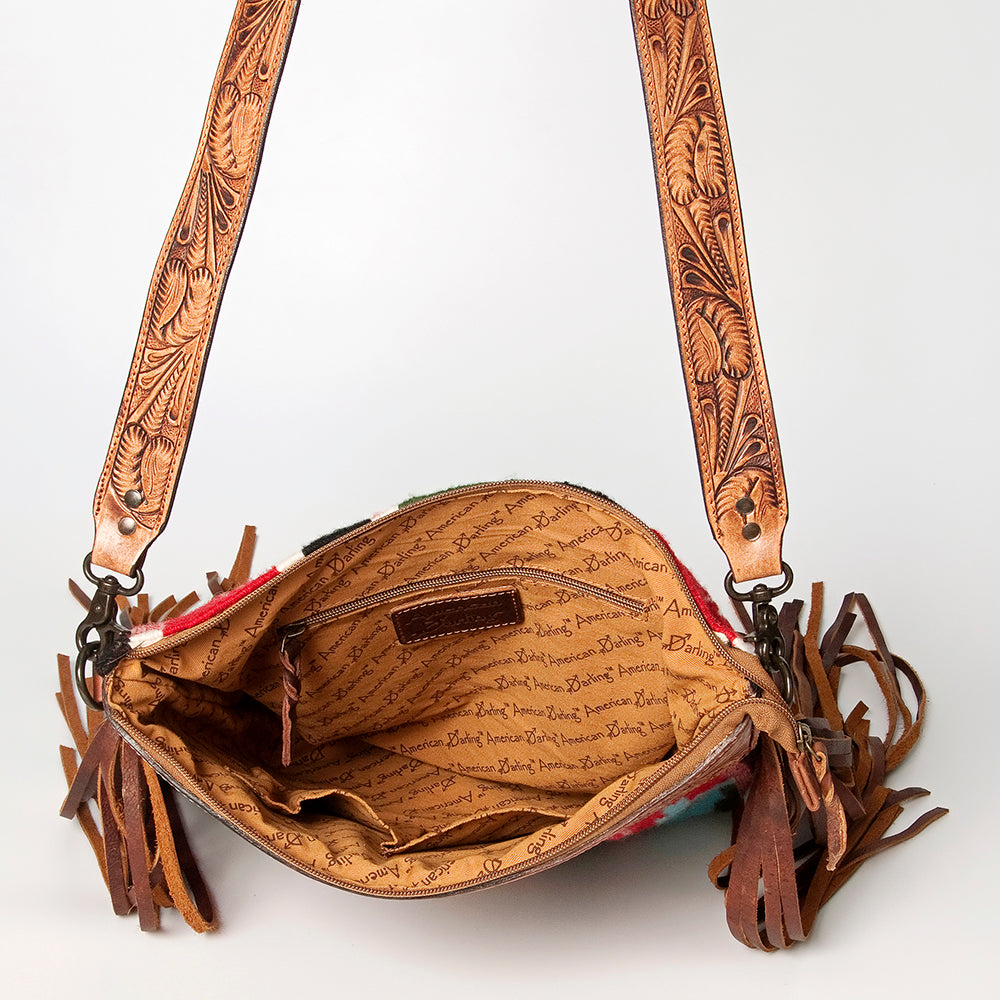American Darling Hand-Tooled Saddle Blanket Leather Crossbody Bag