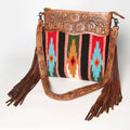 American Darling Hand-Tooled Saddle Blanket Leather Crossbody Bag