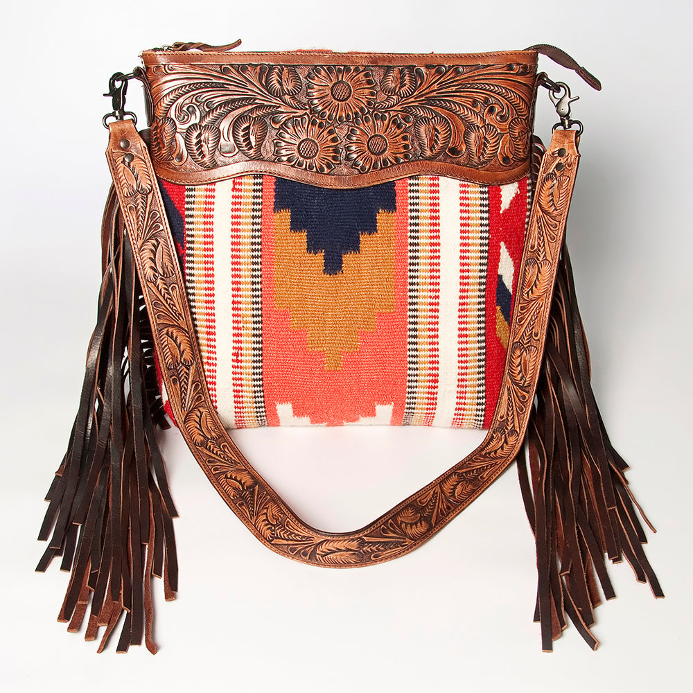 American Darling Hand-Tooled Saddle Blanket Leather Crossbody Bag