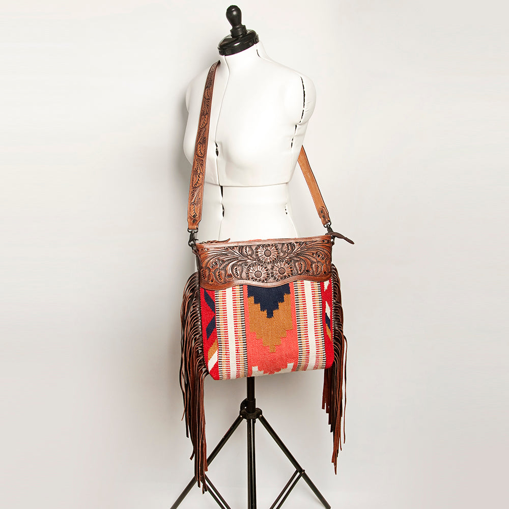 American Darling Hand-Tooled Saddle Blanket Leather Crossbody Bag