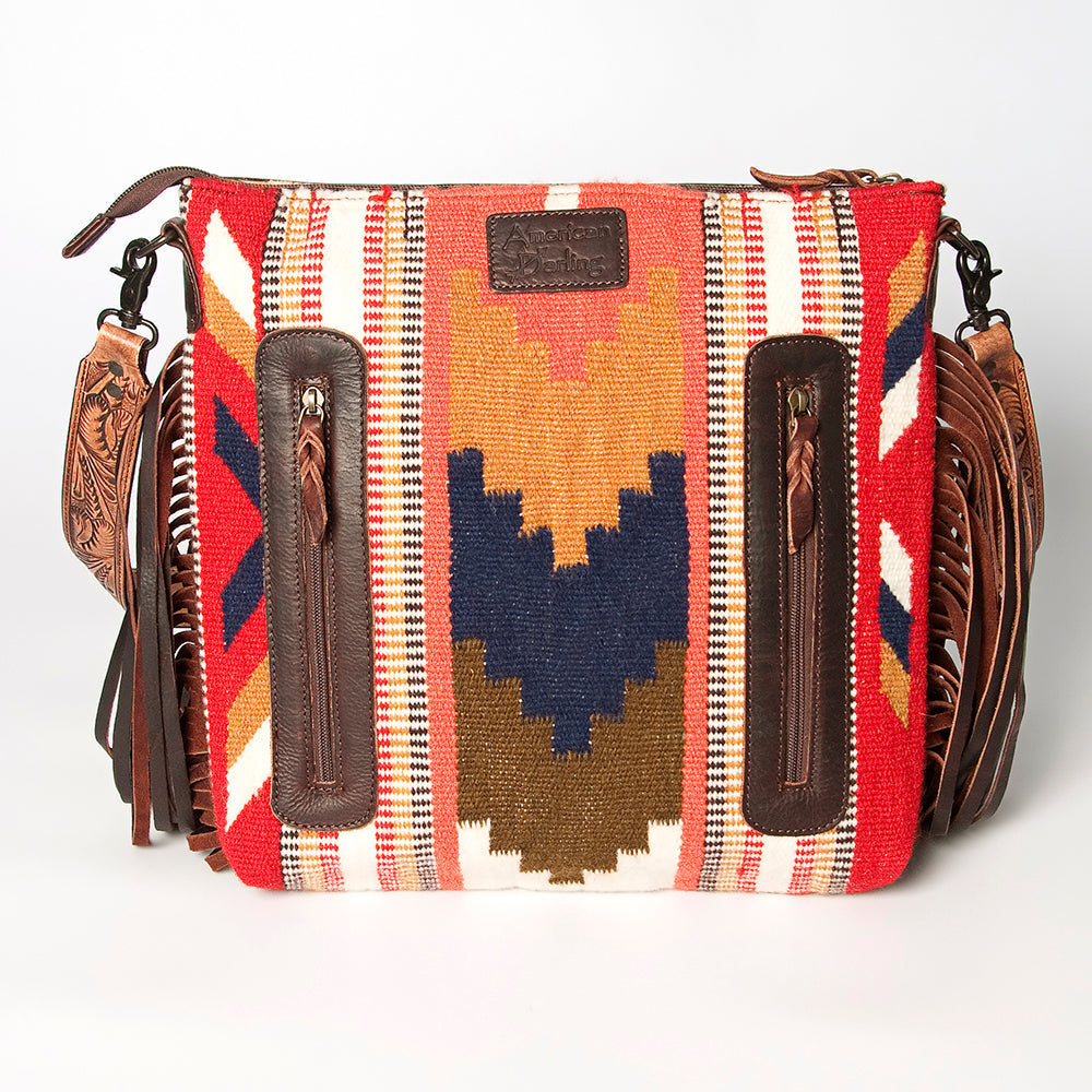 American Darling Hand-Tooled Saddle Blanket Leather Crossbody Bag