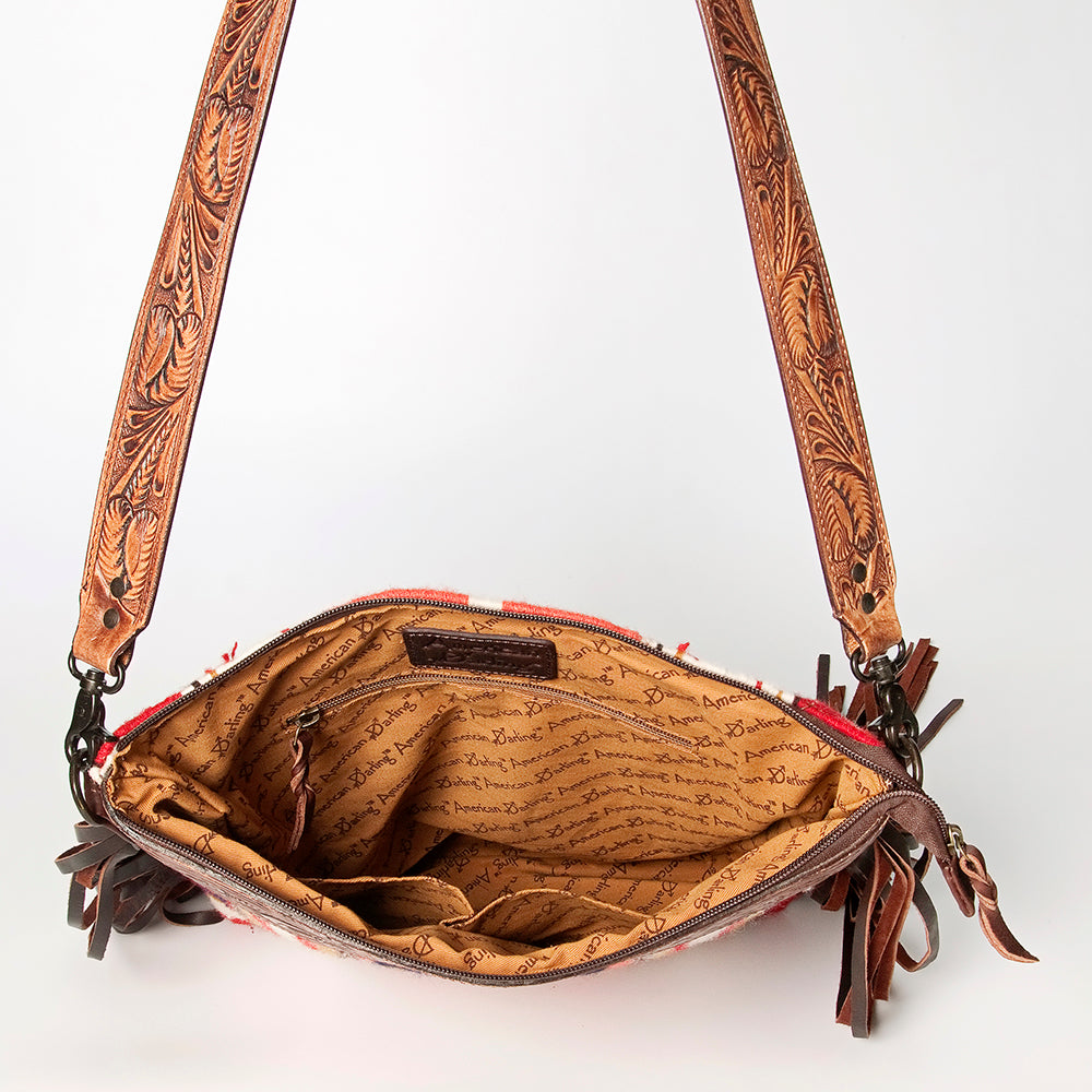 American Darling Hand-Tooled Saddle Blanket Leather Crossbody Bag