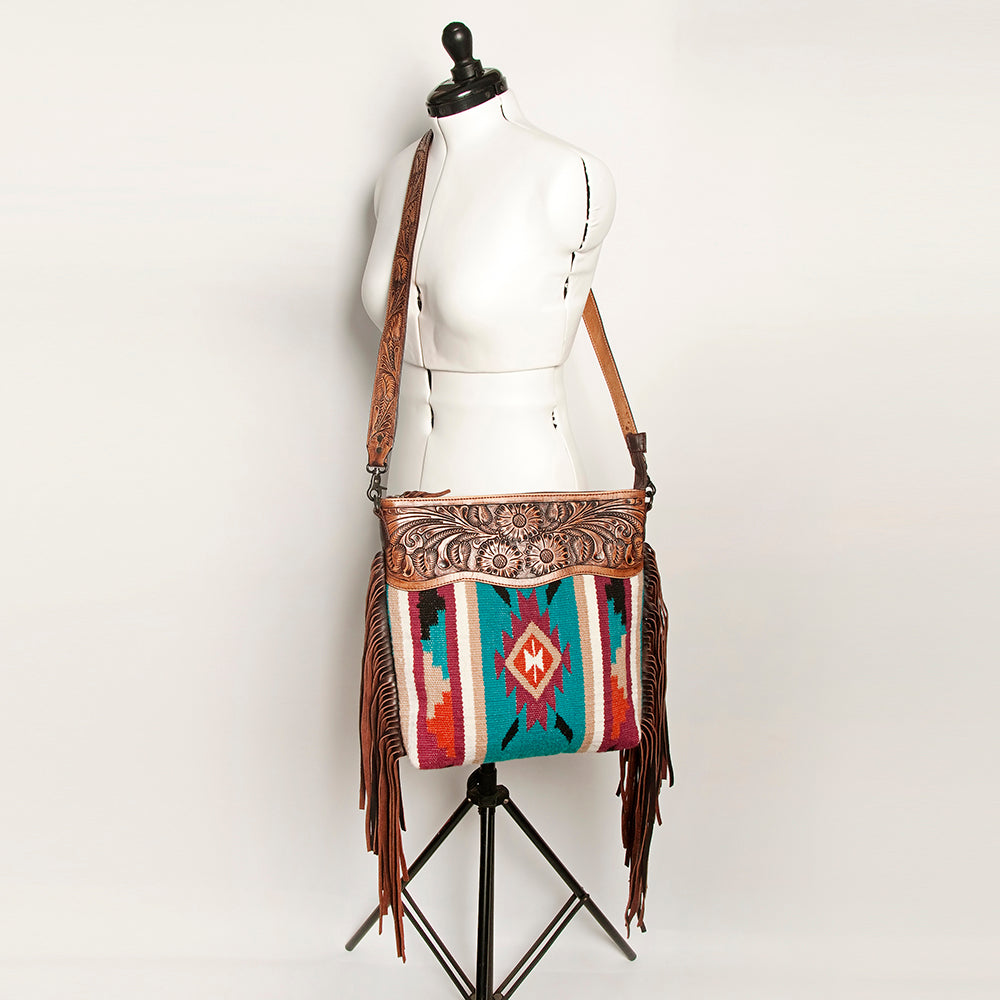 American Darling Hand-Tooled Saddle Blanket Leather Crossbody Bag