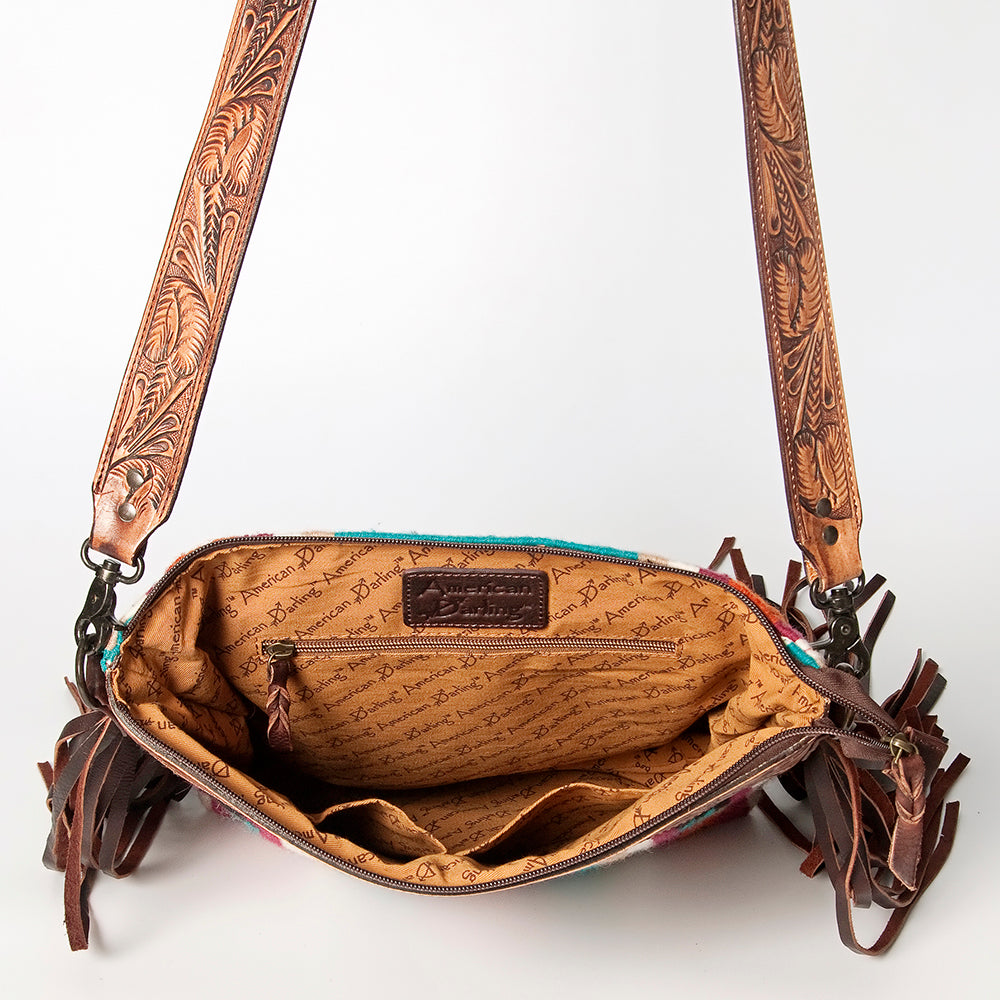 American Darling Hand-Tooled Saddle Blanket Leather Crossbody Bag