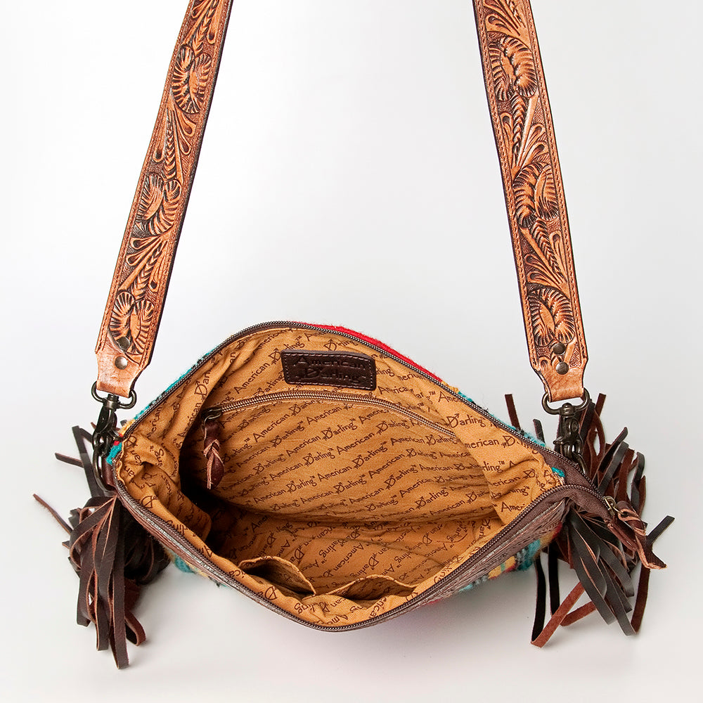 American Darling Hand-Tooled Saddle Blanket Leather Crossbody Bag