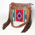 American Darling Hand-Tooled Saddle Blanket Leather Crossbody Bag