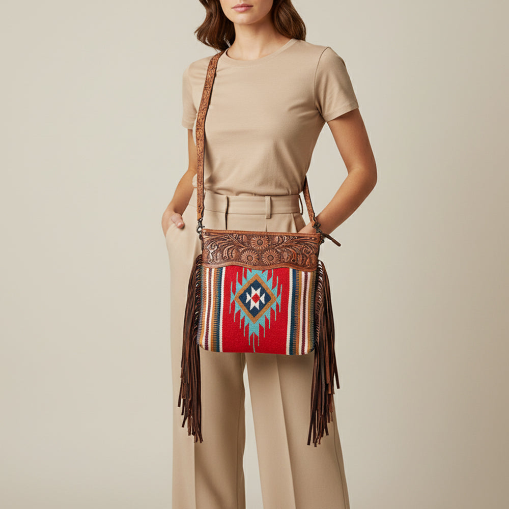 American Darling Signature Crossbody Hand Tooled Saddle Blanket Genuine Leather women bag western handbag purse
