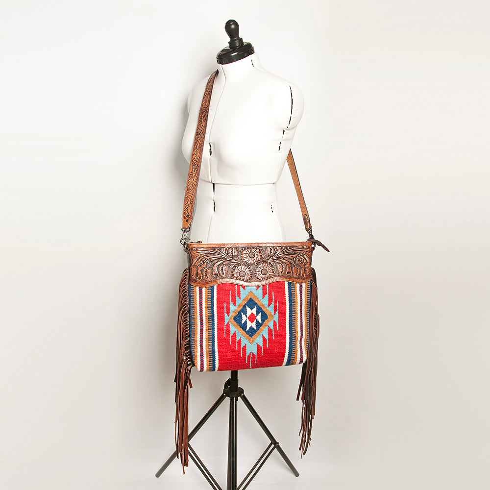 American Darling Hand-Tooled Saddle Blanket Leather Crossbody Bag
