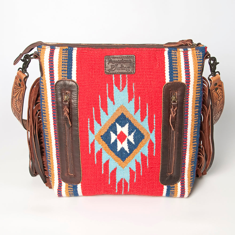 American Darling Hand-Tooled Saddle Blanket Leather Crossbody Bag