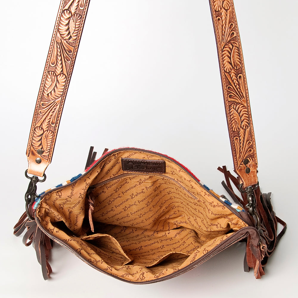 American Darling Hand-Tooled Saddle Blanket Leather Crossbody Bag