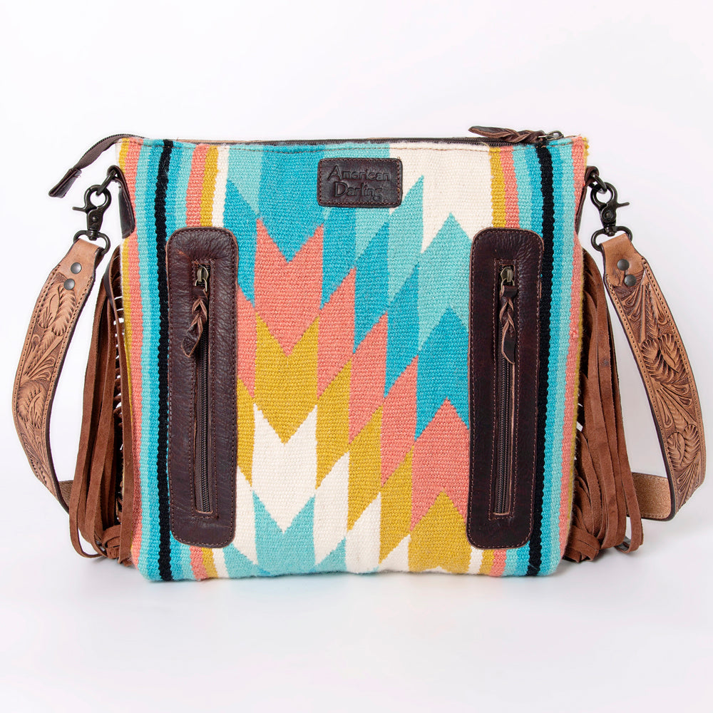 American Darling Hand-Tooled Saddle Blanket Leather Crossbody Bag