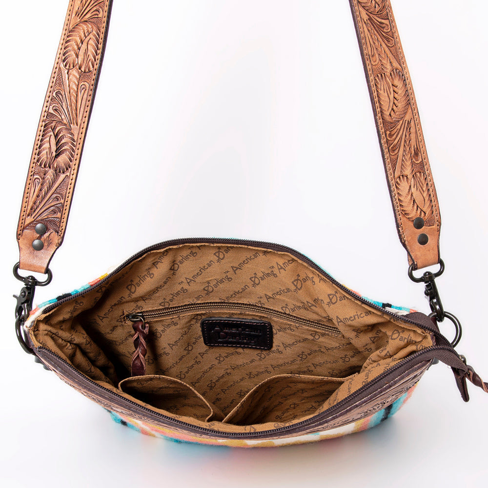 American Darling Hand-Tooled Saddle Blanket Leather Crossbody Bag