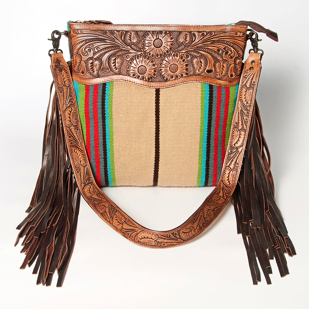 American Darling Hand-Tooled Saddle Blanket Leather Crossbody Bag