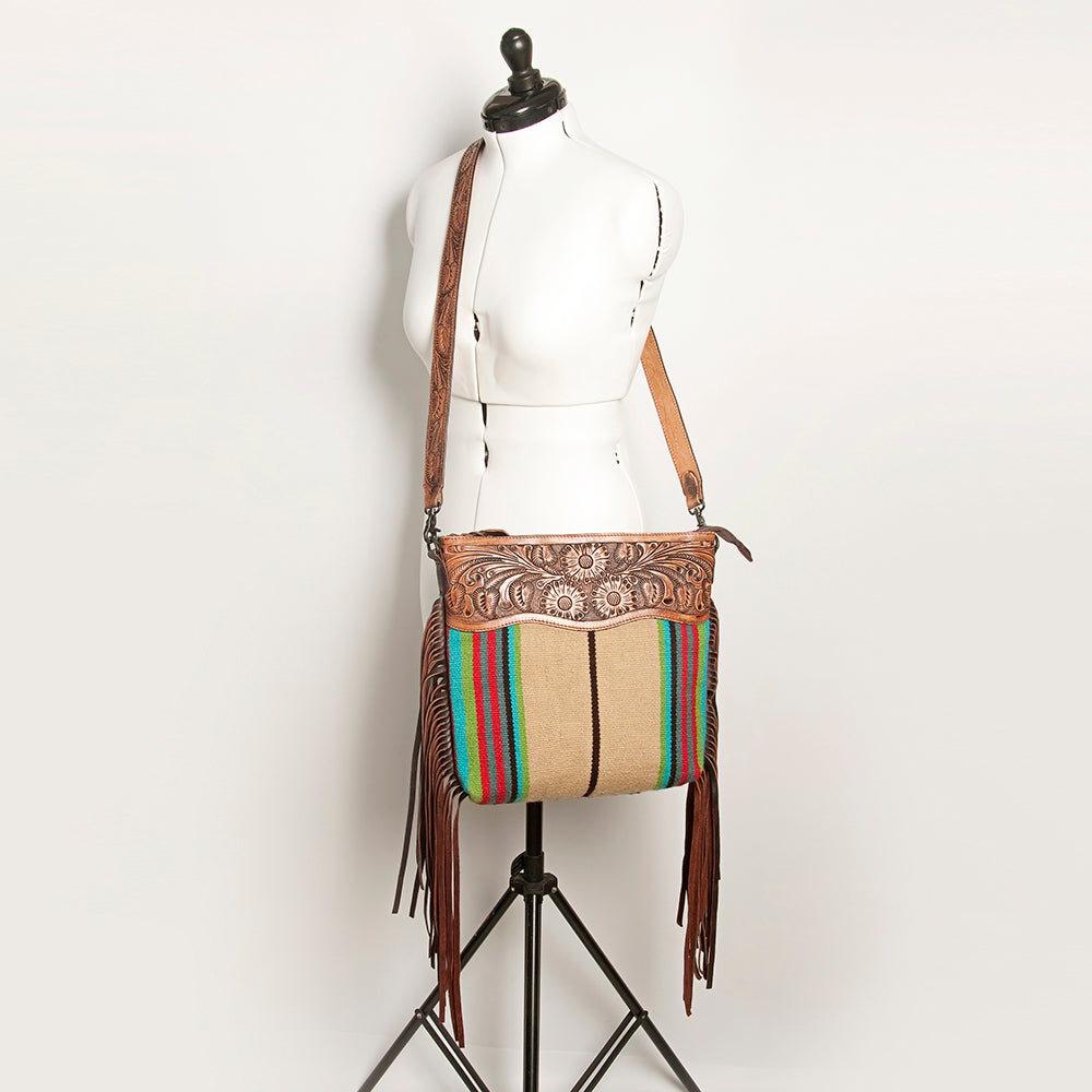 American Darling Hand-Tooled Saddle Blanket Leather Crossbody Bag