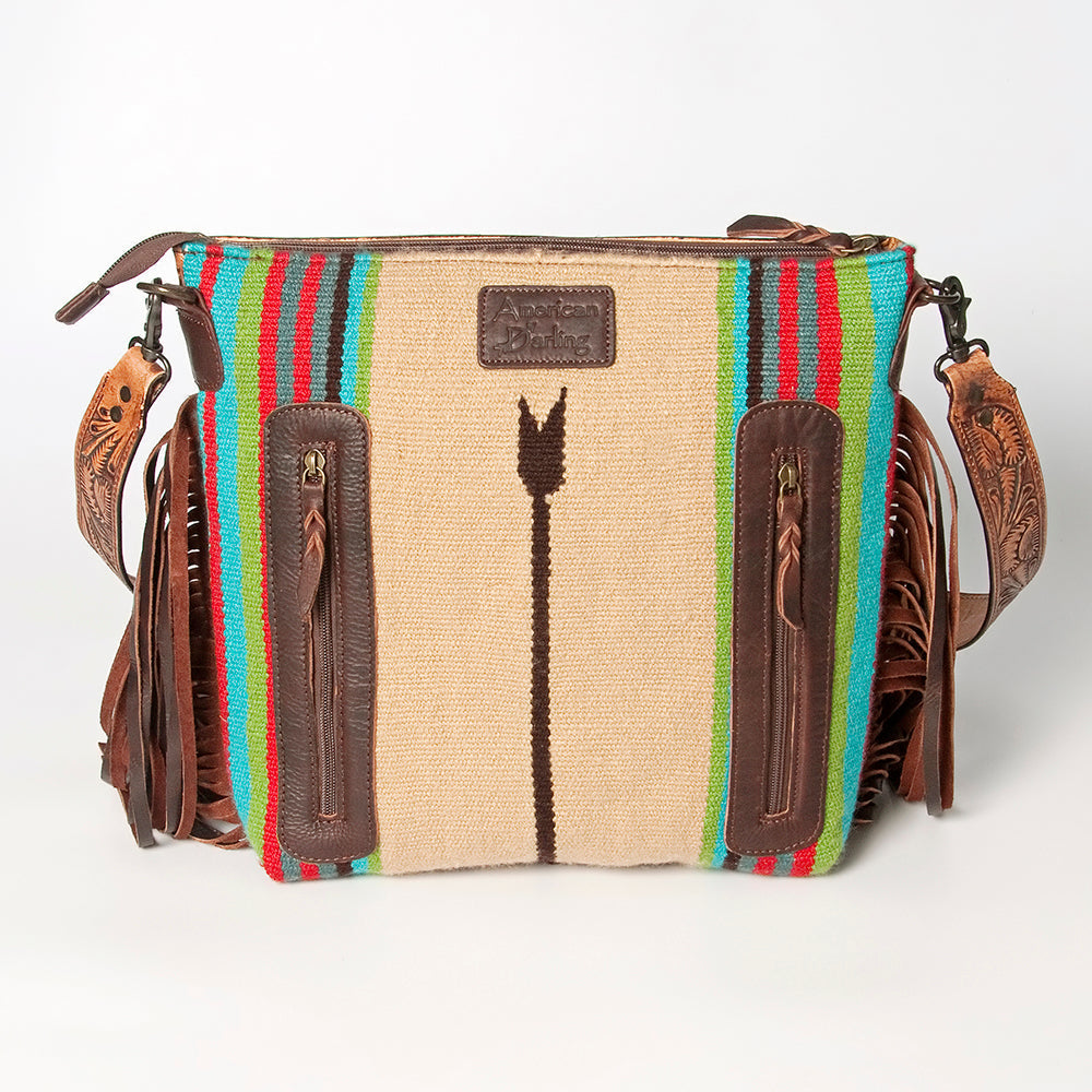 American Darling Hand-Tooled Saddle Blanket Leather Crossbody Bag