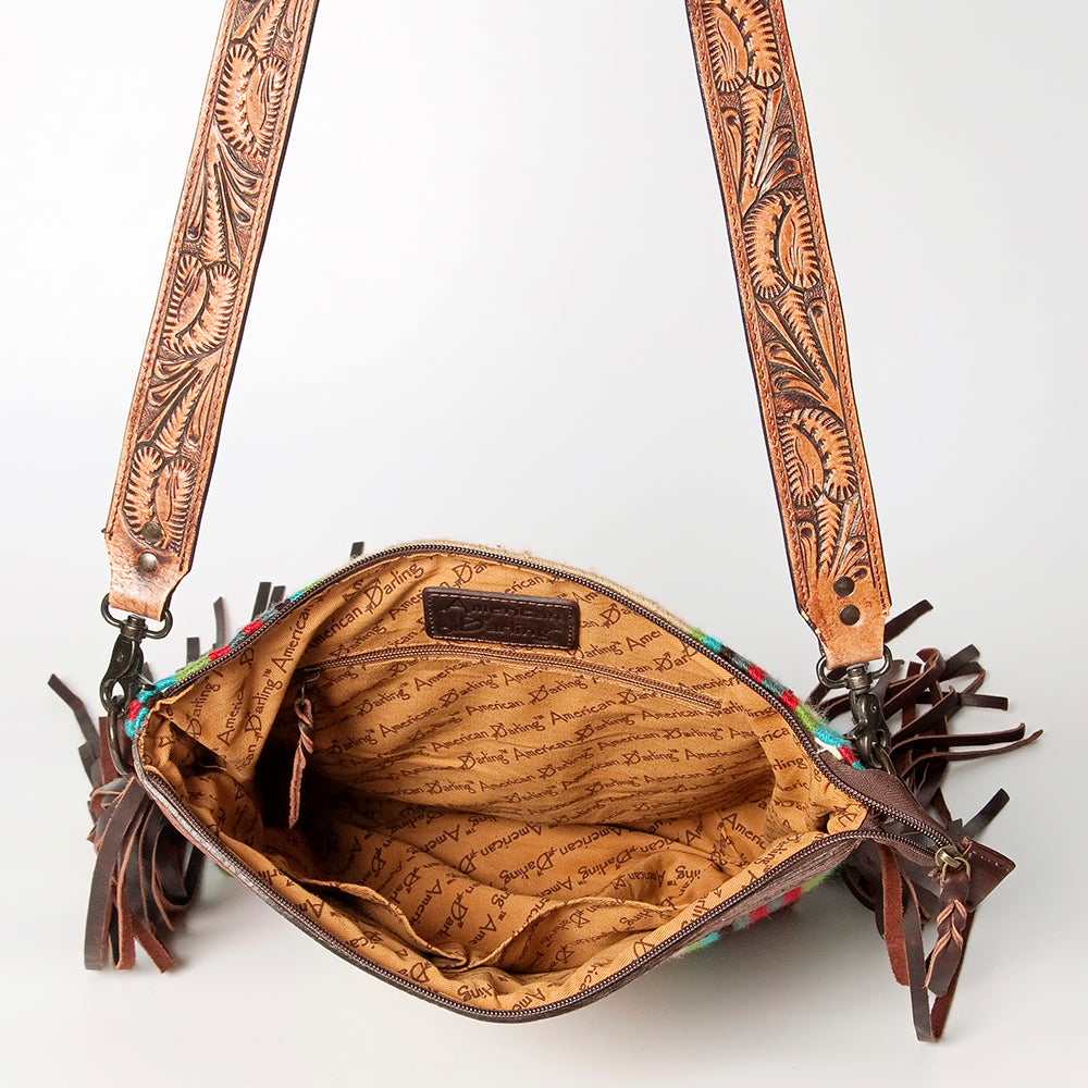 American Darling Hand-Tooled Saddle Blanket Leather Crossbody Bag