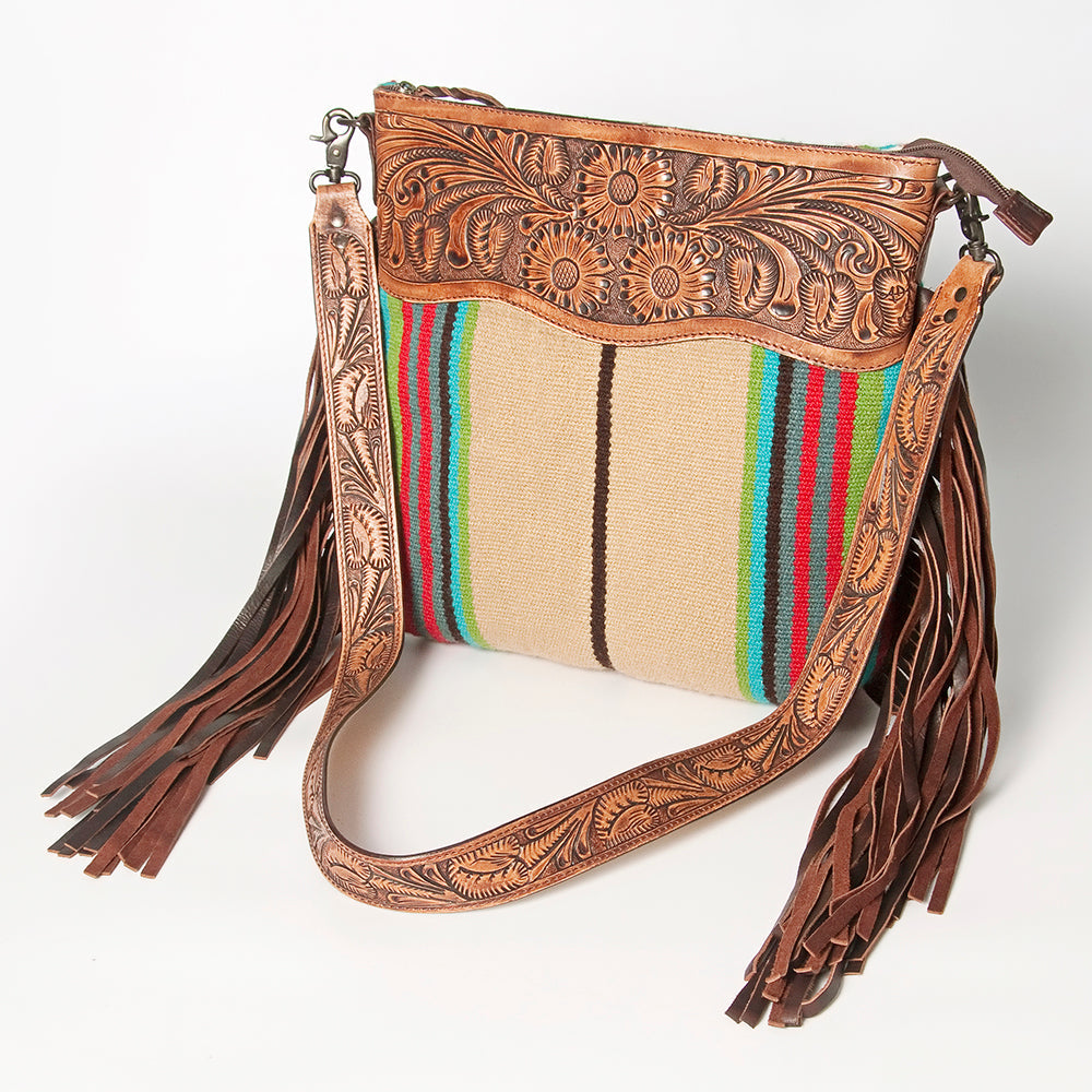 American Darling Hand-Tooled Saddle Blanket Leather Crossbody Bag