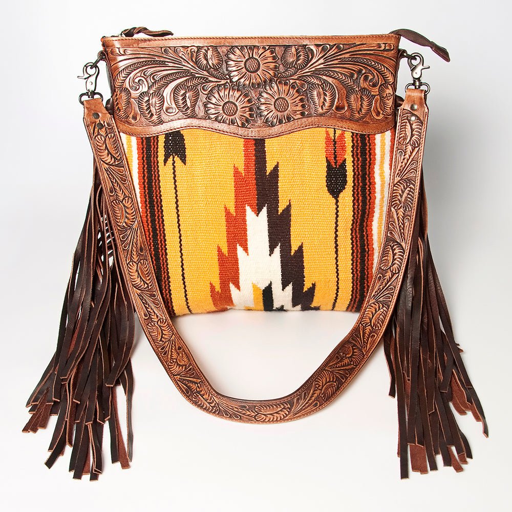 American Darling Signature Crossbody Hand Tooled Saddle Blanket Genuine Leather