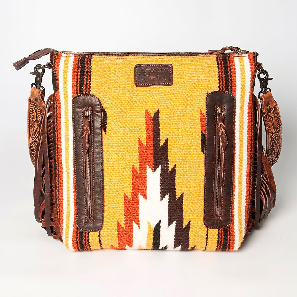 American Darling Signature Crossbody Hand Tooled Saddle Blanket Genuine Leather