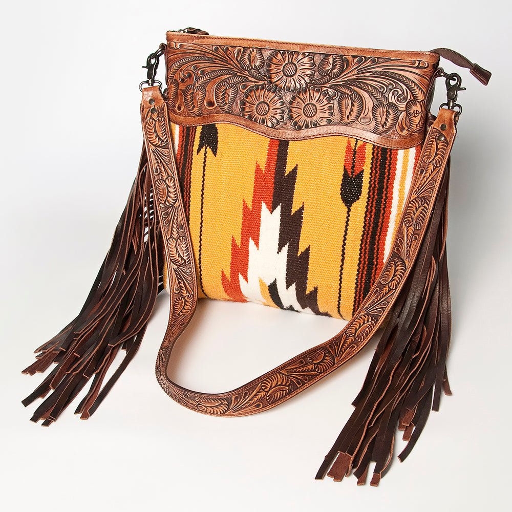 American Darling Signature Crossbody Hand Tooled Saddle Blanket Genuine Leather