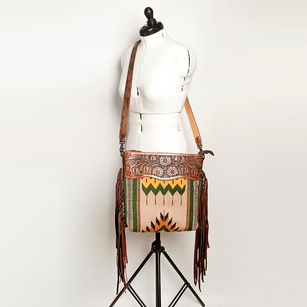 American Darling Hand-Tooled Saddle Blanket Leather Crossbody Bag