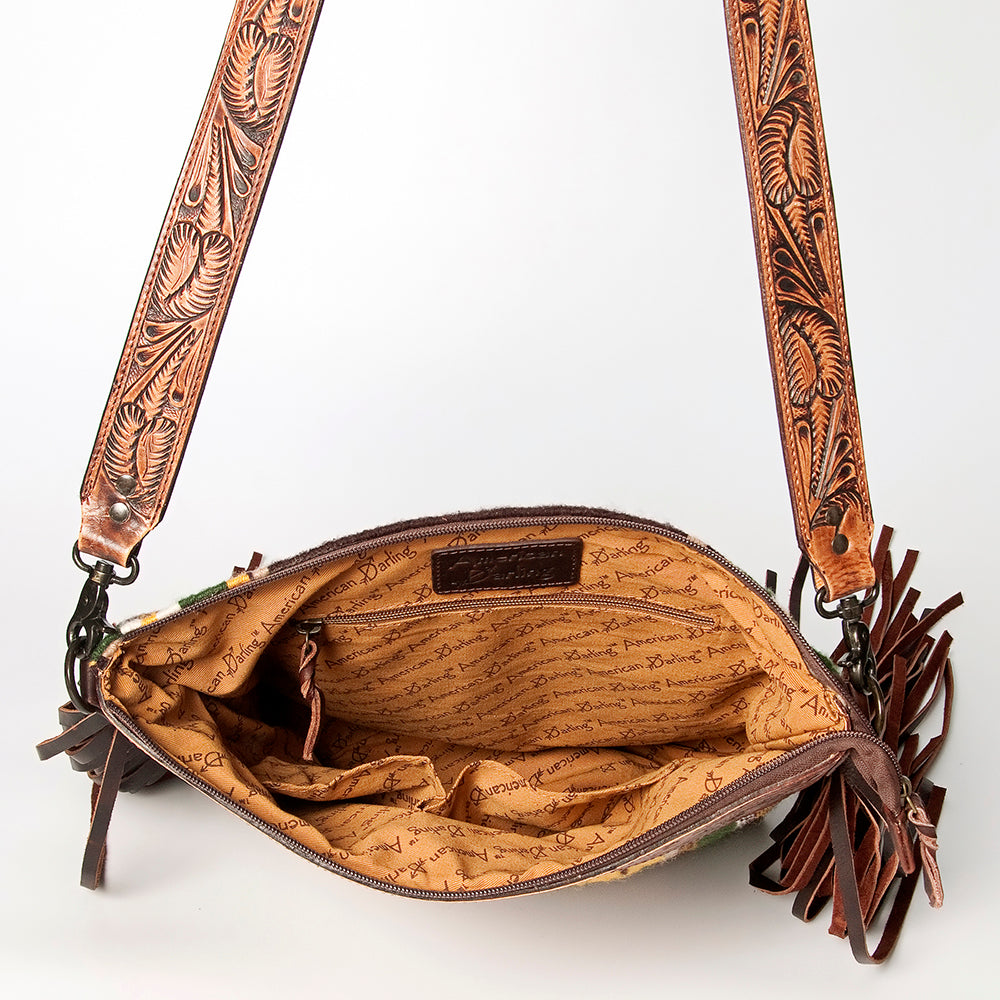 American Darling Hand-Tooled Saddle Blanket Leather Crossbody Bag