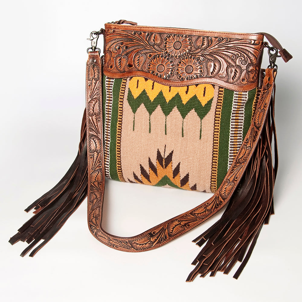 American Darling Hand-Tooled Saddle Blanket Leather Crossbody Bag