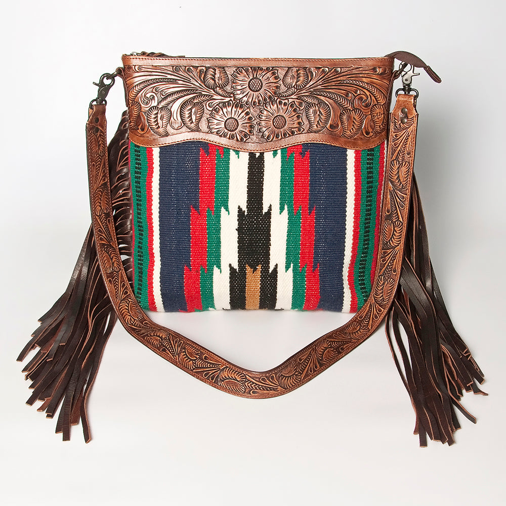 American Darling Hand-Tooled Saddle Blanket Leather Crossbody Bag