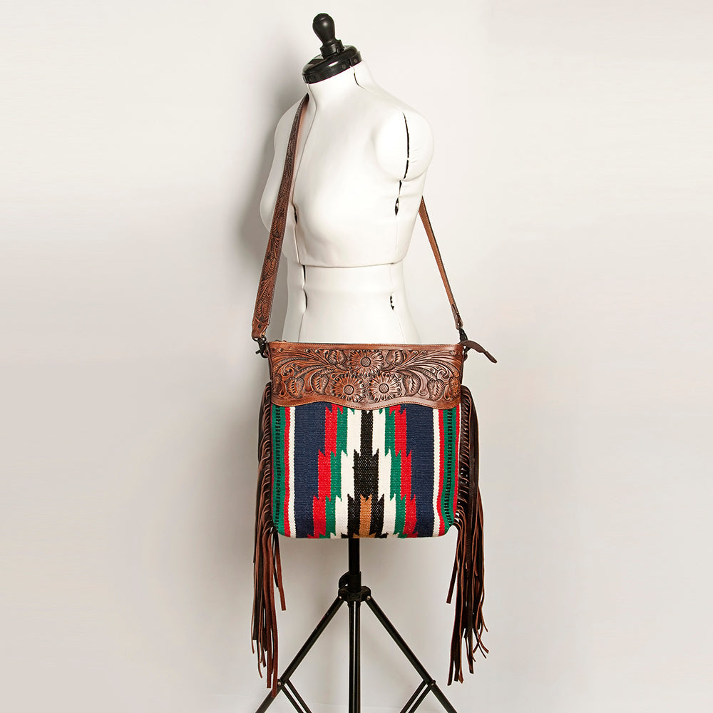 American Darling Hand-Tooled Saddle Blanket Leather Crossbody Bag