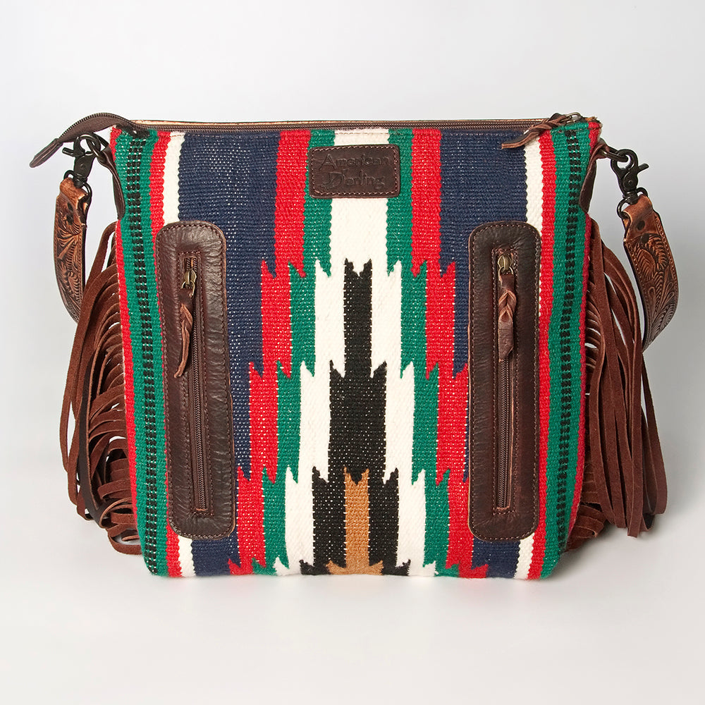 American Darling Hand-Tooled Saddle Blanket Leather Crossbody Bag
