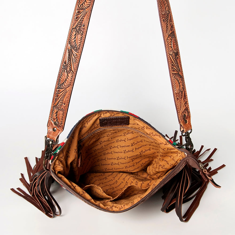 American Darling Hand-Tooled Saddle Blanket Leather Crossbody Bag
