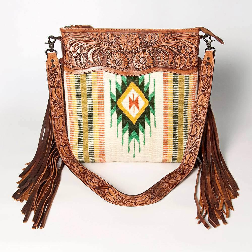 American Darling Hand-Tooled Saddle Blanket Leather Crossbody Bag