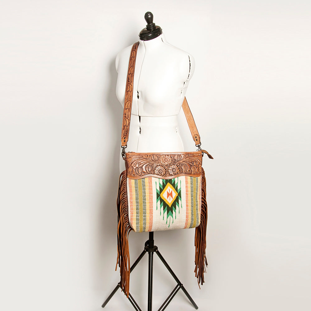 American Darling Hand-Tooled Saddle Blanket Leather Crossbody Bag