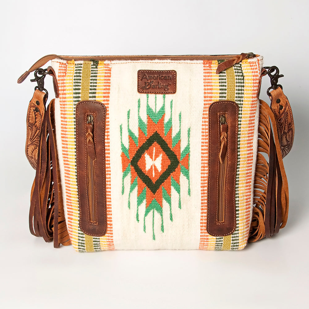 American Darling Hand-Tooled Saddle Blanket Leather Crossbody Bag
