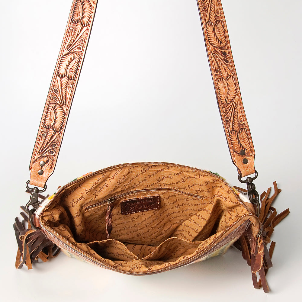 American Darling Hand-Tooled Saddle Blanket Leather Crossbody Bag