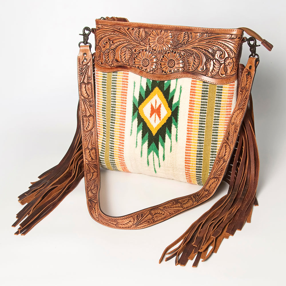 American Darling Hand-Tooled Saddle Blanket Leather Crossbody Bag