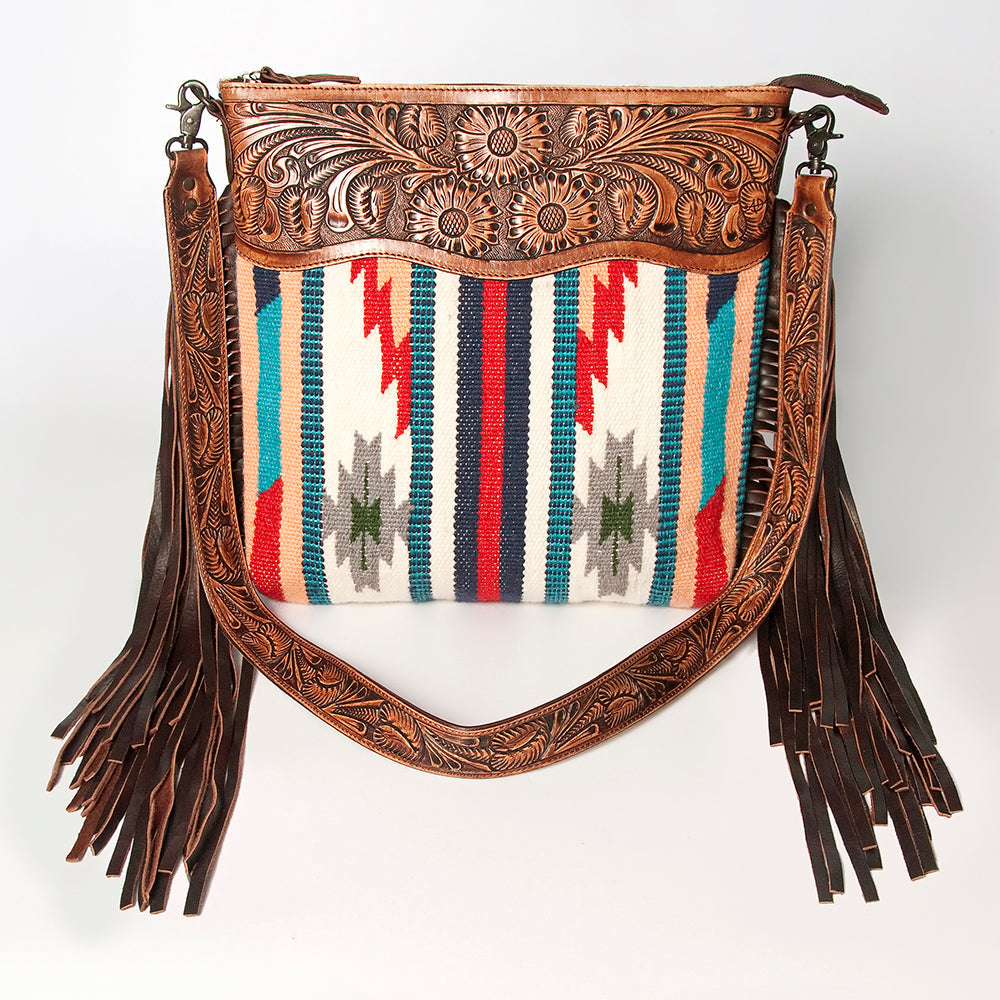 American Darling Hand-Tooled Saddle Blanket Leather Crossbody Bag
