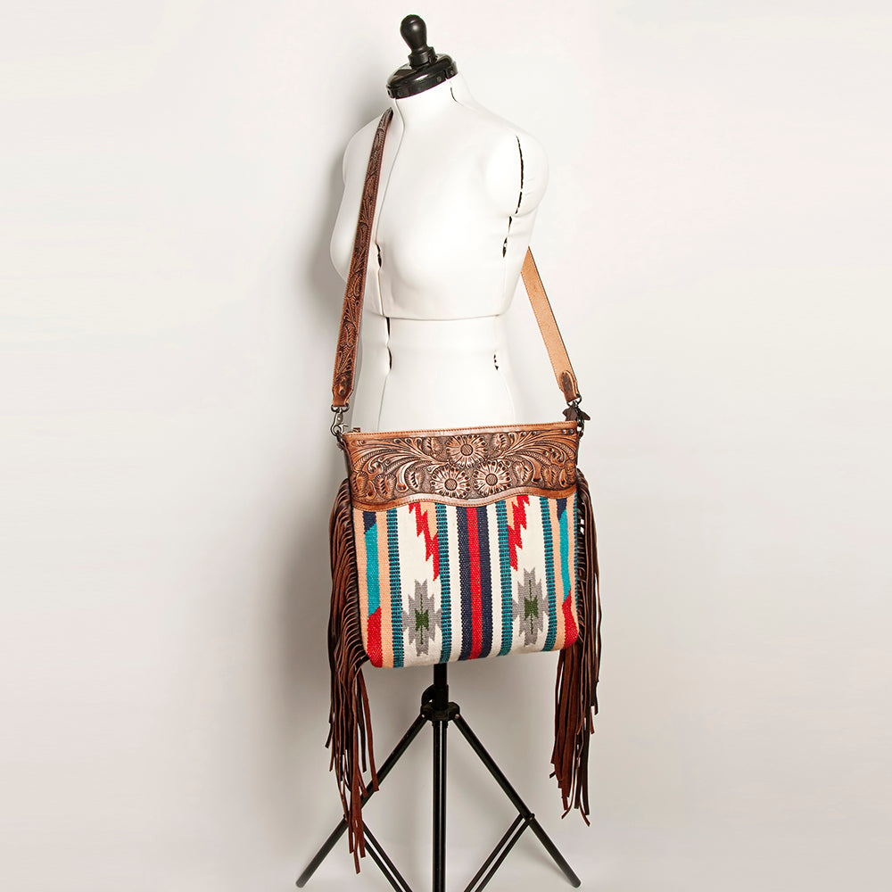 American Darling Hand-Tooled Saddle Blanket Leather Crossbody Bag