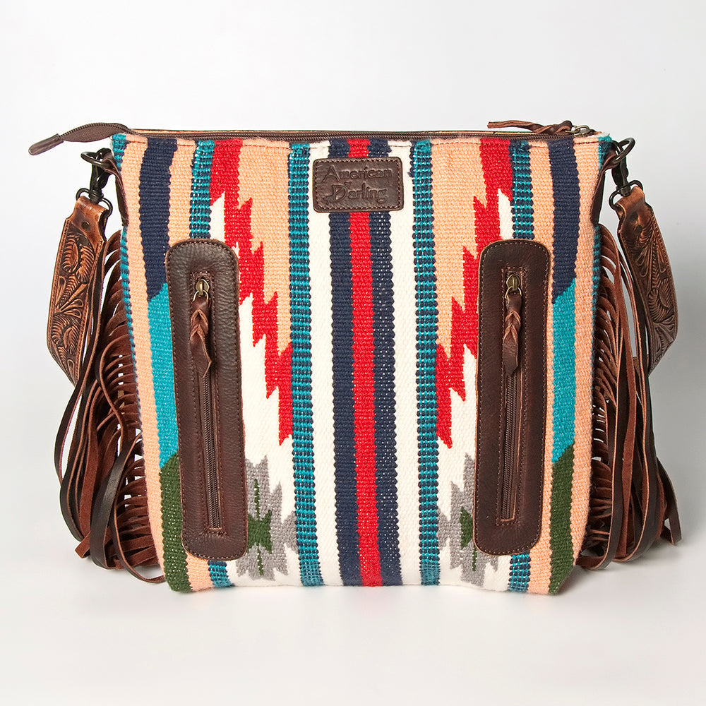 American Darling Hand-Tooled Saddle Blanket Leather Crossbody Bag