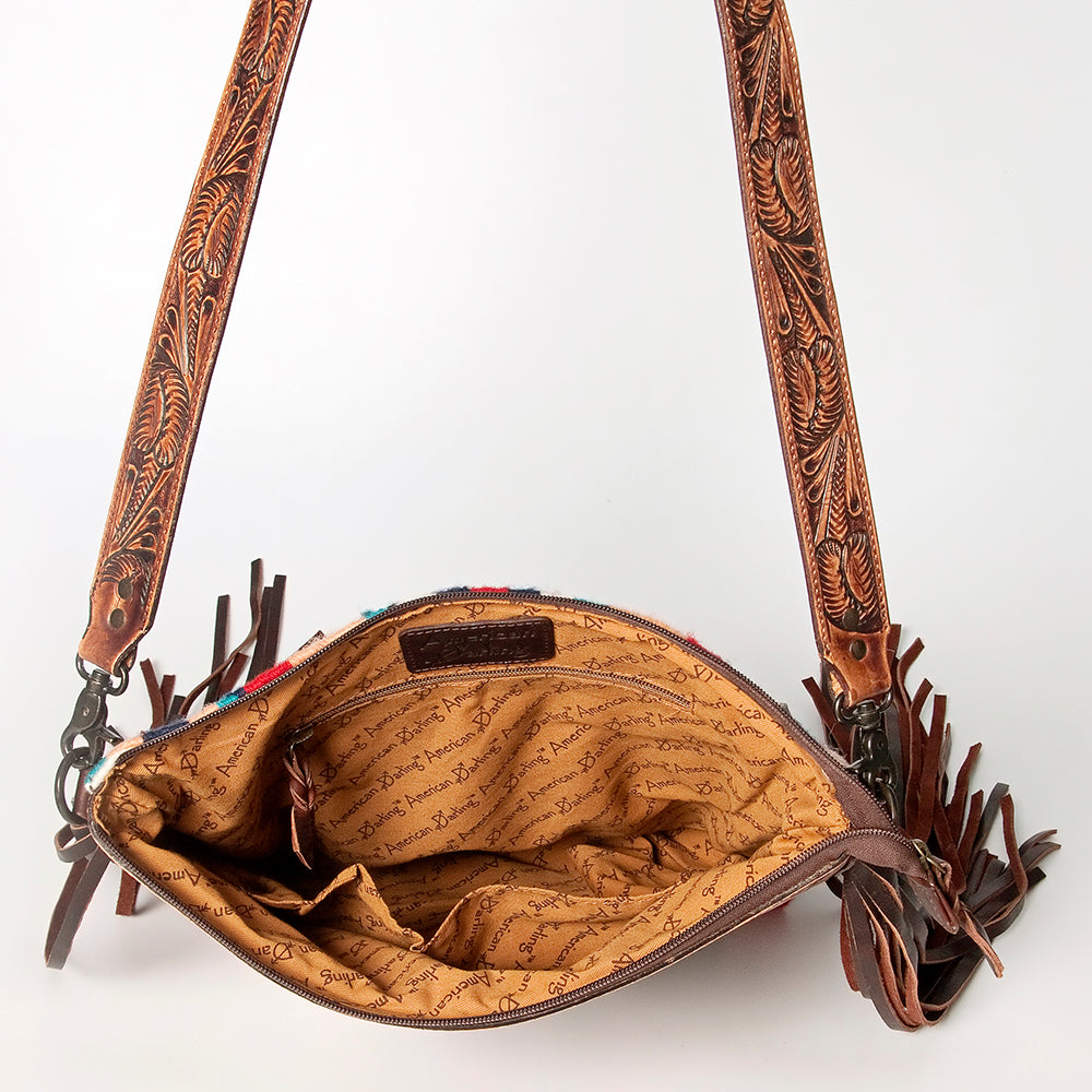 American Darling Hand-Tooled Saddle Blanket Leather Crossbody Bag