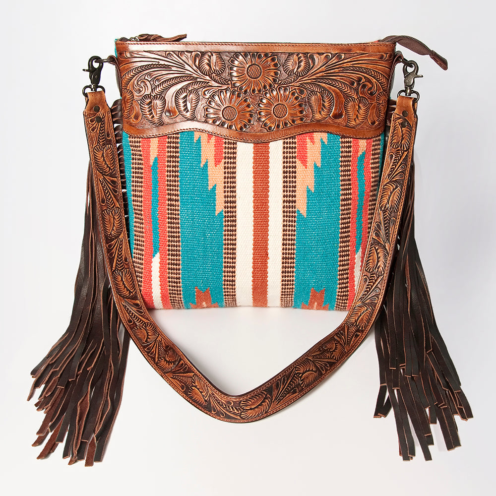 American Darling Hand-Tooled Saddle Blanket Leather Crossbody Bag