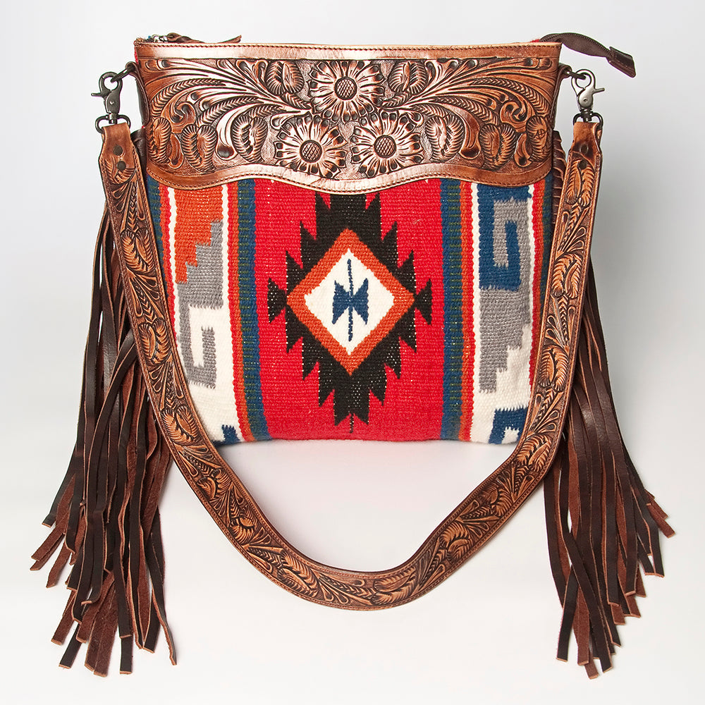 American Darling Hand-Tooled Saddle Blanket Leather Crossbody Bag