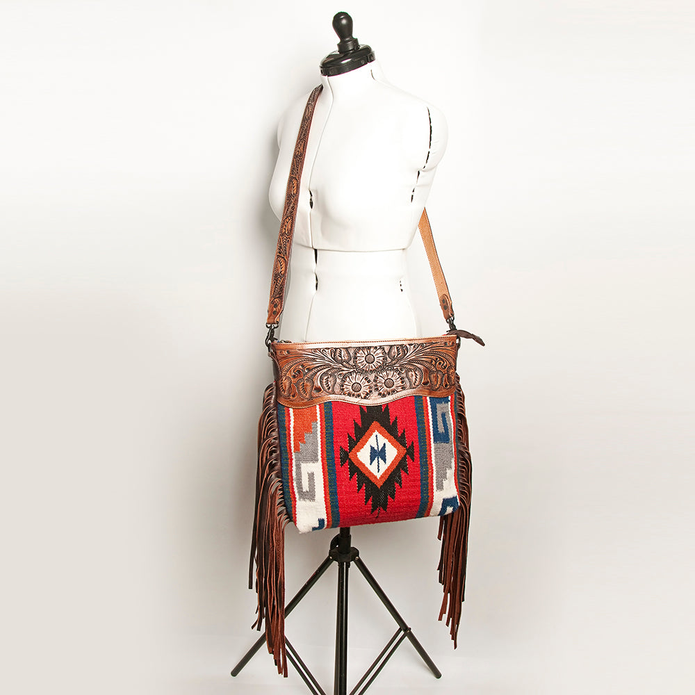 American Darling Hand-Tooled Saddle Blanket Leather Crossbody Bag