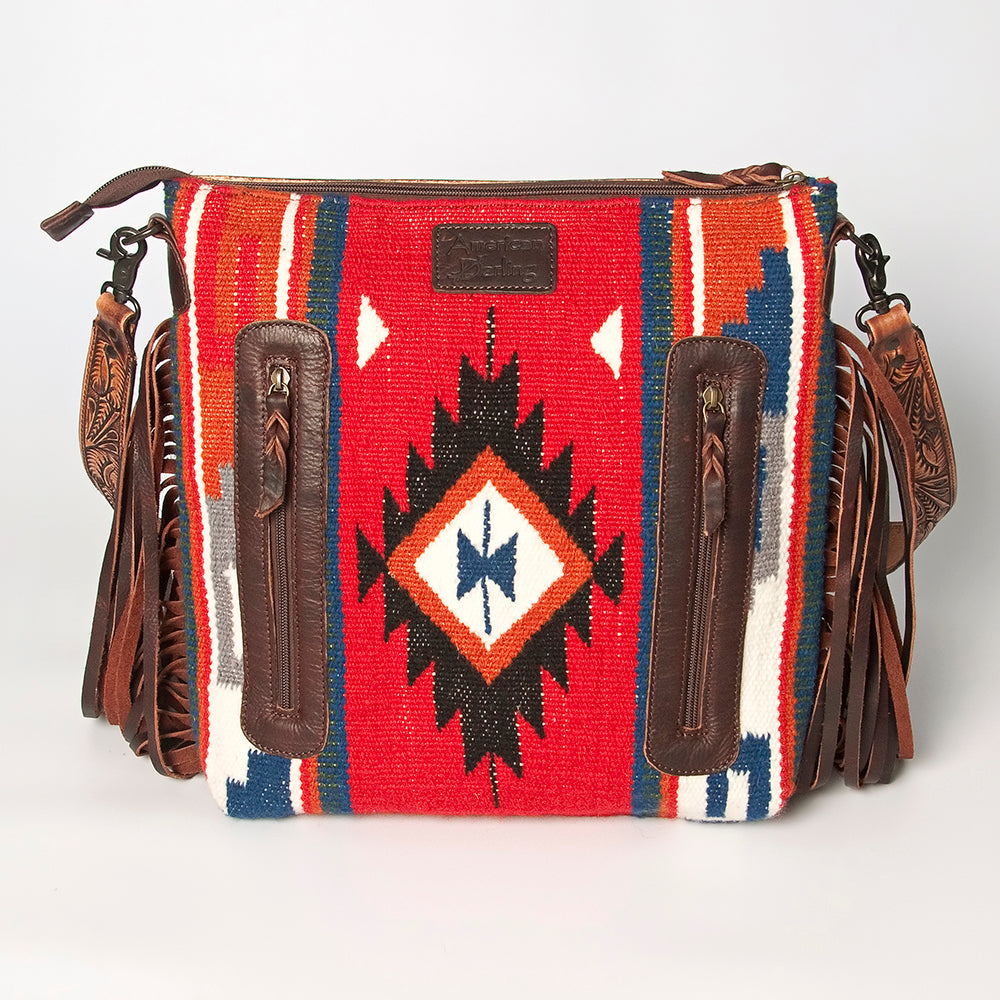 American Darling Hand-Tooled Saddle Blanket Leather Crossbody Bag