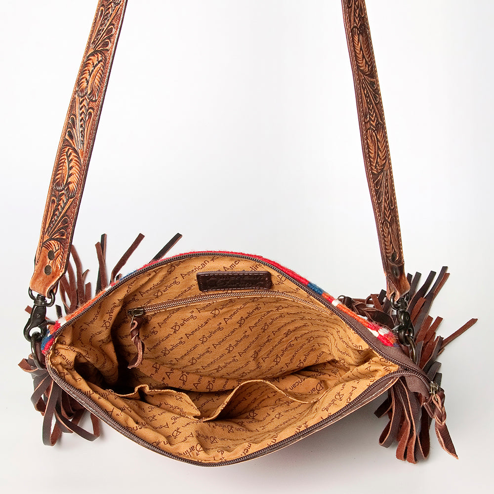 American Darling Hand-Tooled Saddle Blanket Leather Crossbody Bag