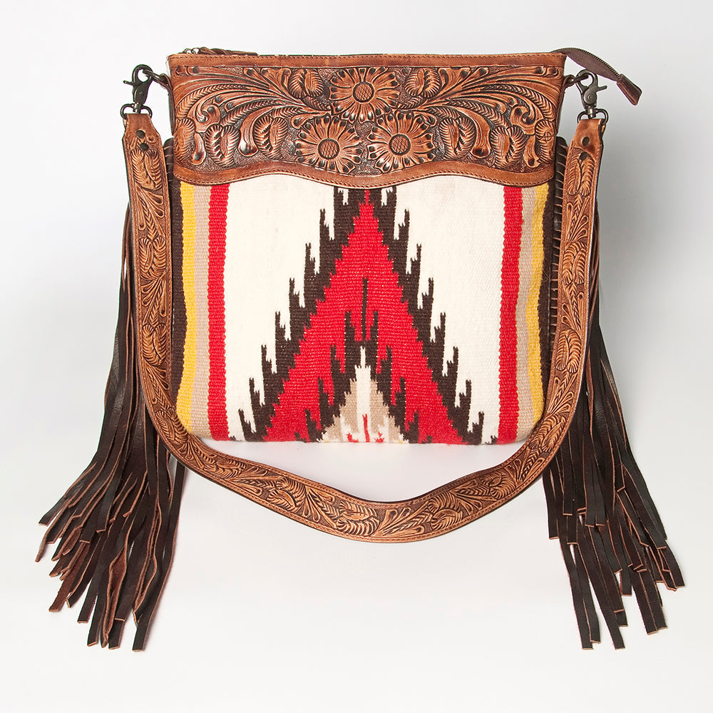 American Darling Hand-Tooled Saddle Blanket Leather Crossbody Bag