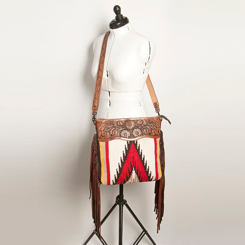 American Darling Hand-Tooled Saddle Blanket Leather Crossbody Bag