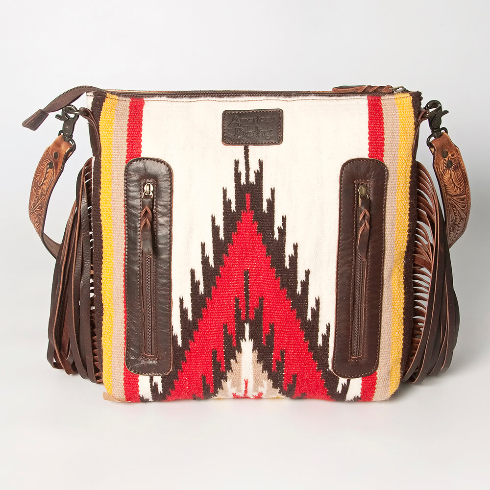 American Darling Hand-Tooled Saddle Blanket Leather Crossbody Bag