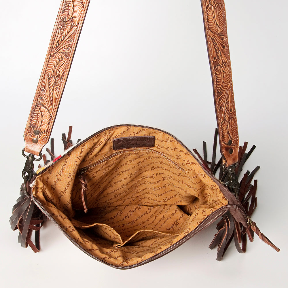 American Darling Hand-Tooled Saddle Blanket Leather Crossbody Bag